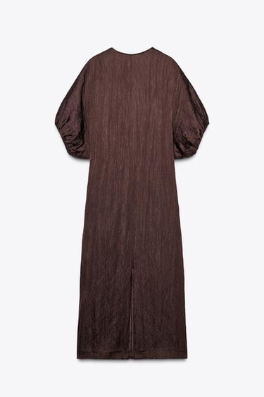 ZW COLLECTION PUFF SLEEVE DRESS - Brown by Zara - Image 4