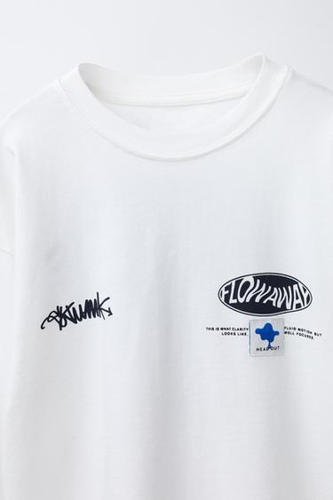 T-SHIRT À IMPRIMÉ GOUTTE - Blanc de Zara - Image 2