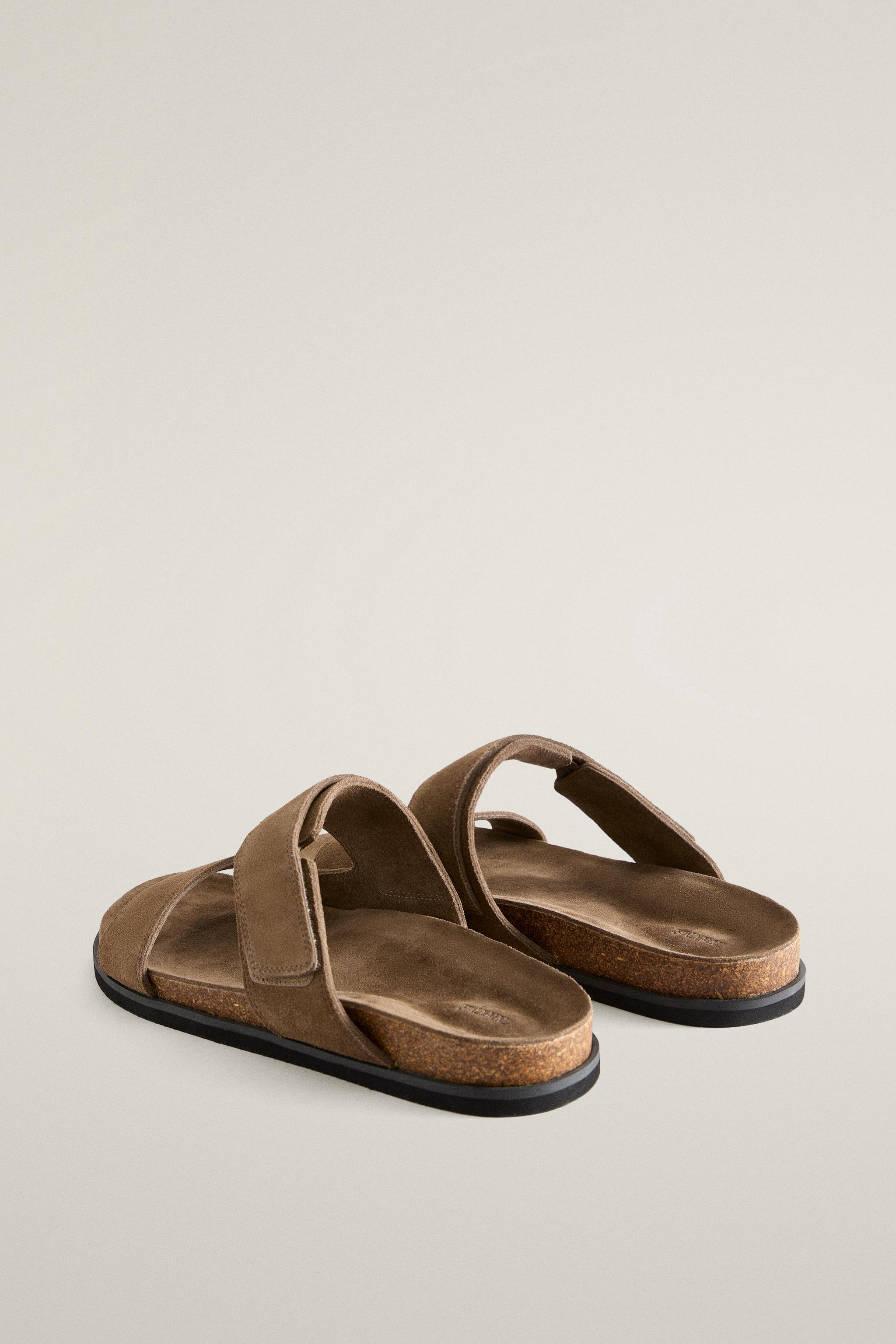 SANDALES DOUBLE BRIDE CROÛTE DE CUIR