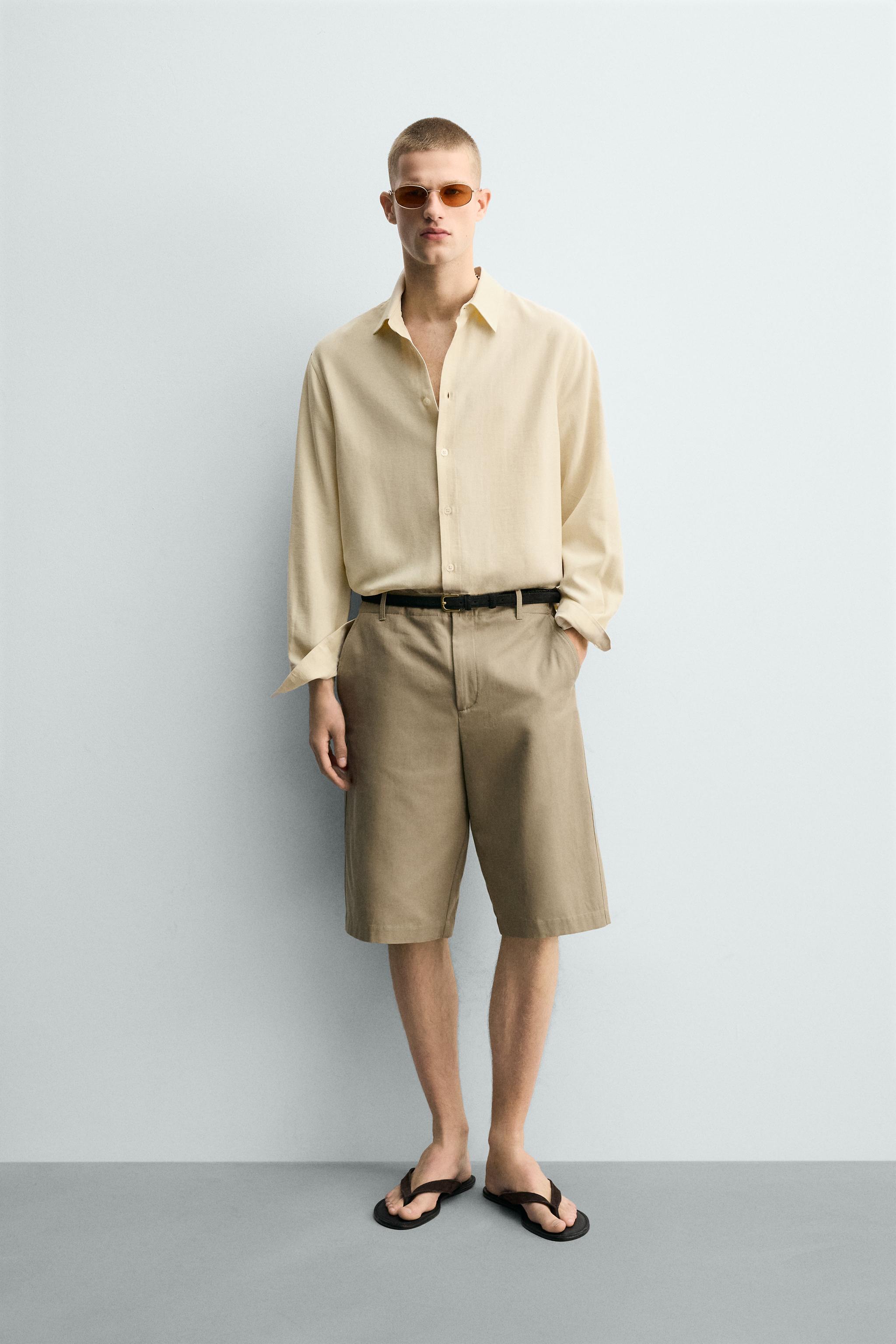 ビスコース混紡フルイドシャツ - ベージュマール | ZARA Japan / 日本