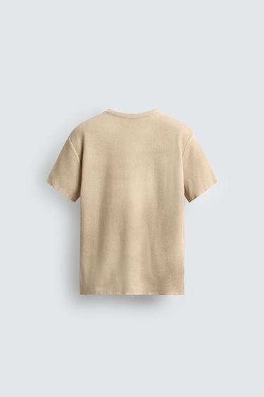 TEXTURED PRINT KNIT T-SHIRT - Ecru by Zara - Image 7