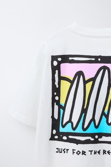 SURFBOARD PRINT T-SHIRT - White by Zara - Image 3