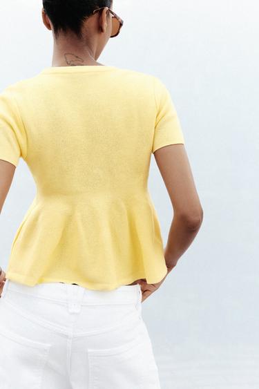 PEPLUM CARDIGAN - Yellow by Zara - Image 3