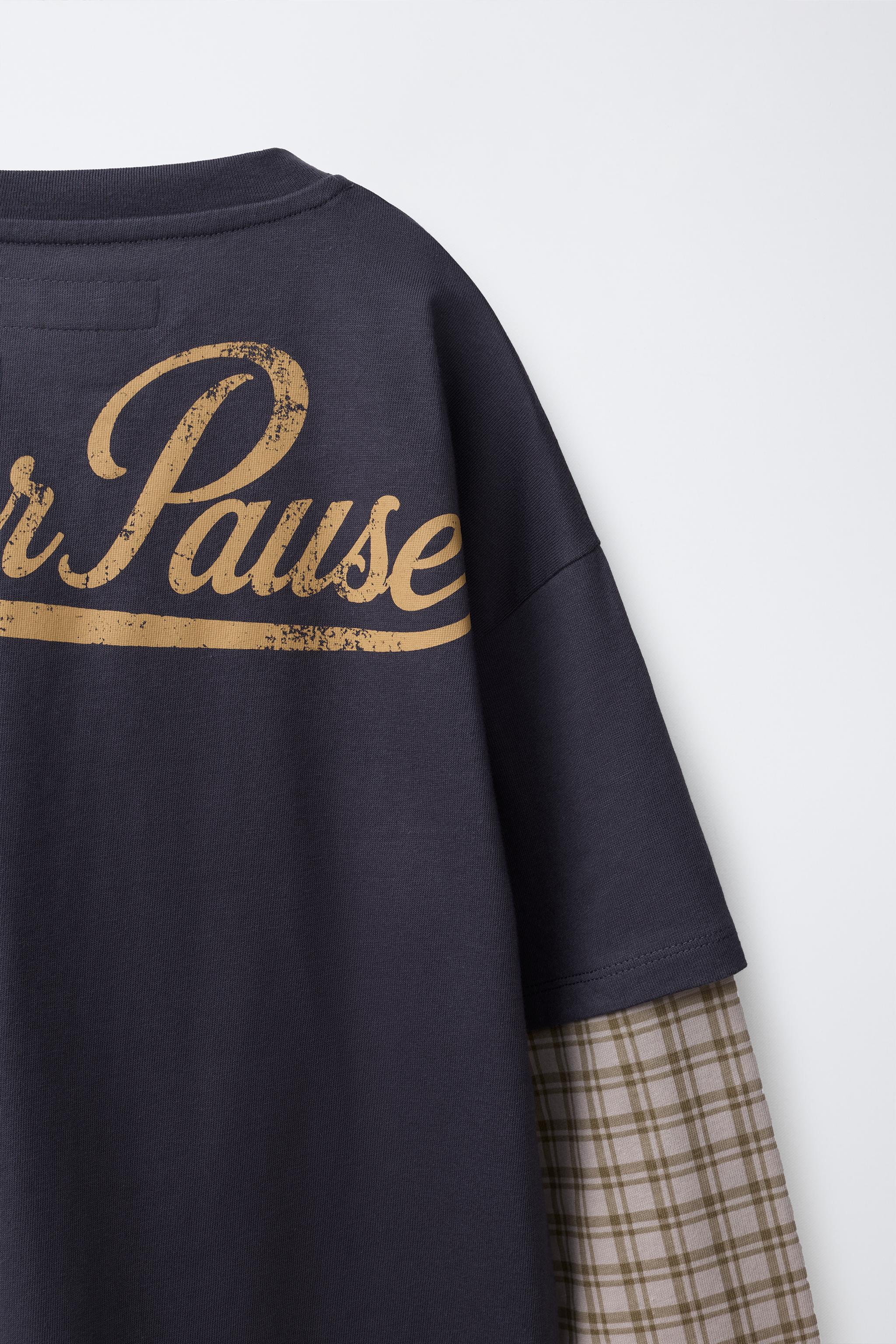 CHECKED DOUBLE SLEEVE T-SHIRT