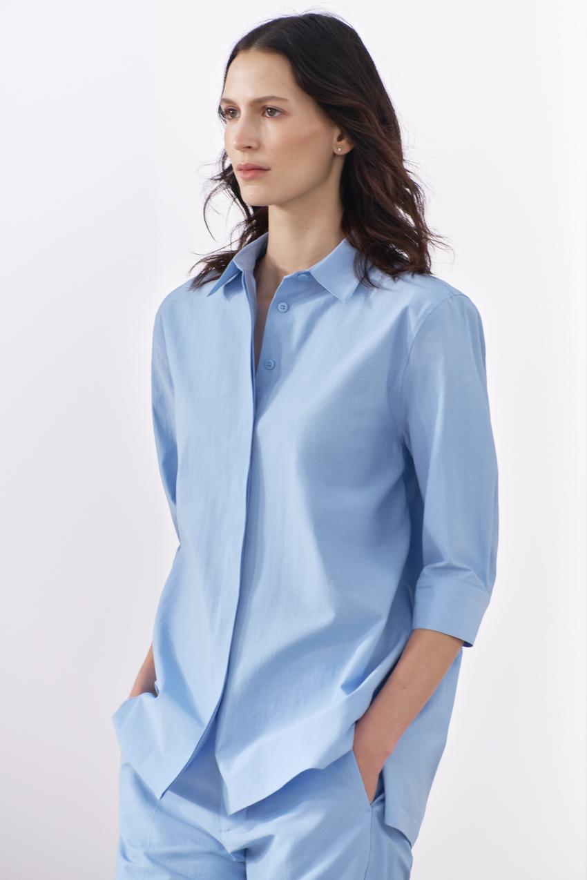 ZW COLLECTION LONGLINE SHIRT - Blue