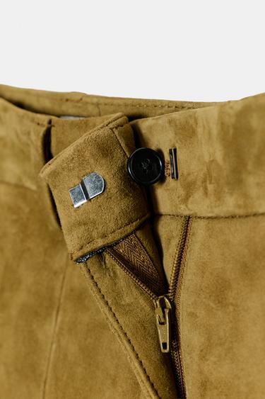 PANTALON 100% CUIR DE DAIM ÉDITION LIMITÉE - Vert olive de Zara - Image 7