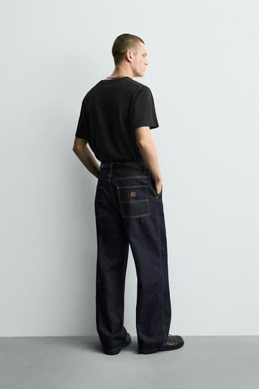 Zara BAGGY FIT CHINO JEANS - Blue
