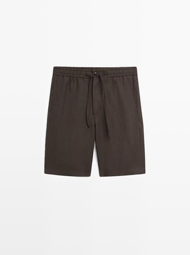 Bermuda court 100 % lin - Marron de Zara