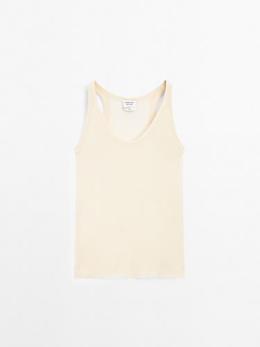 Zara 100% mulberry silk strappy top - Limited Edition - Beige