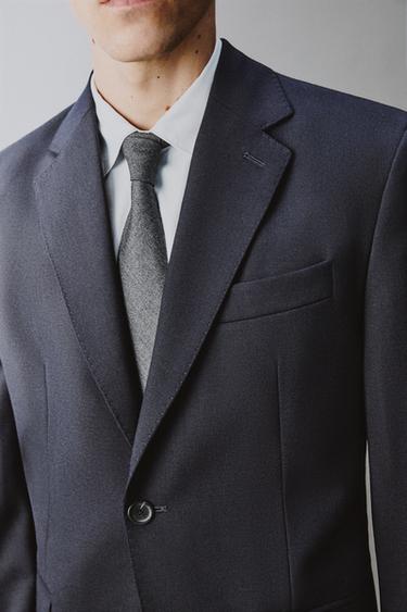 100% WOOL SUIT BLAZER - Navy blue by Zara - Image 4