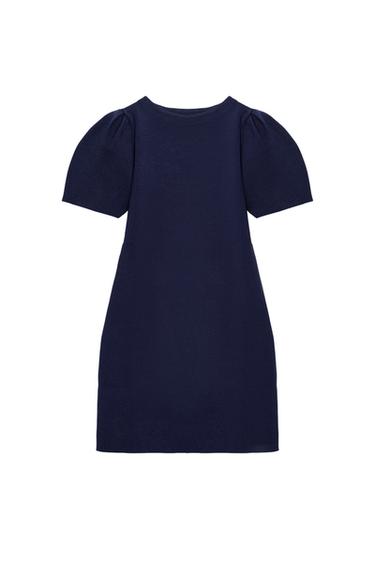 KRÁTKÉ ÚPLETOVÉ ŠATY S BALONOVÝM RUKÁVEM - Inkoustová modrá od Zara