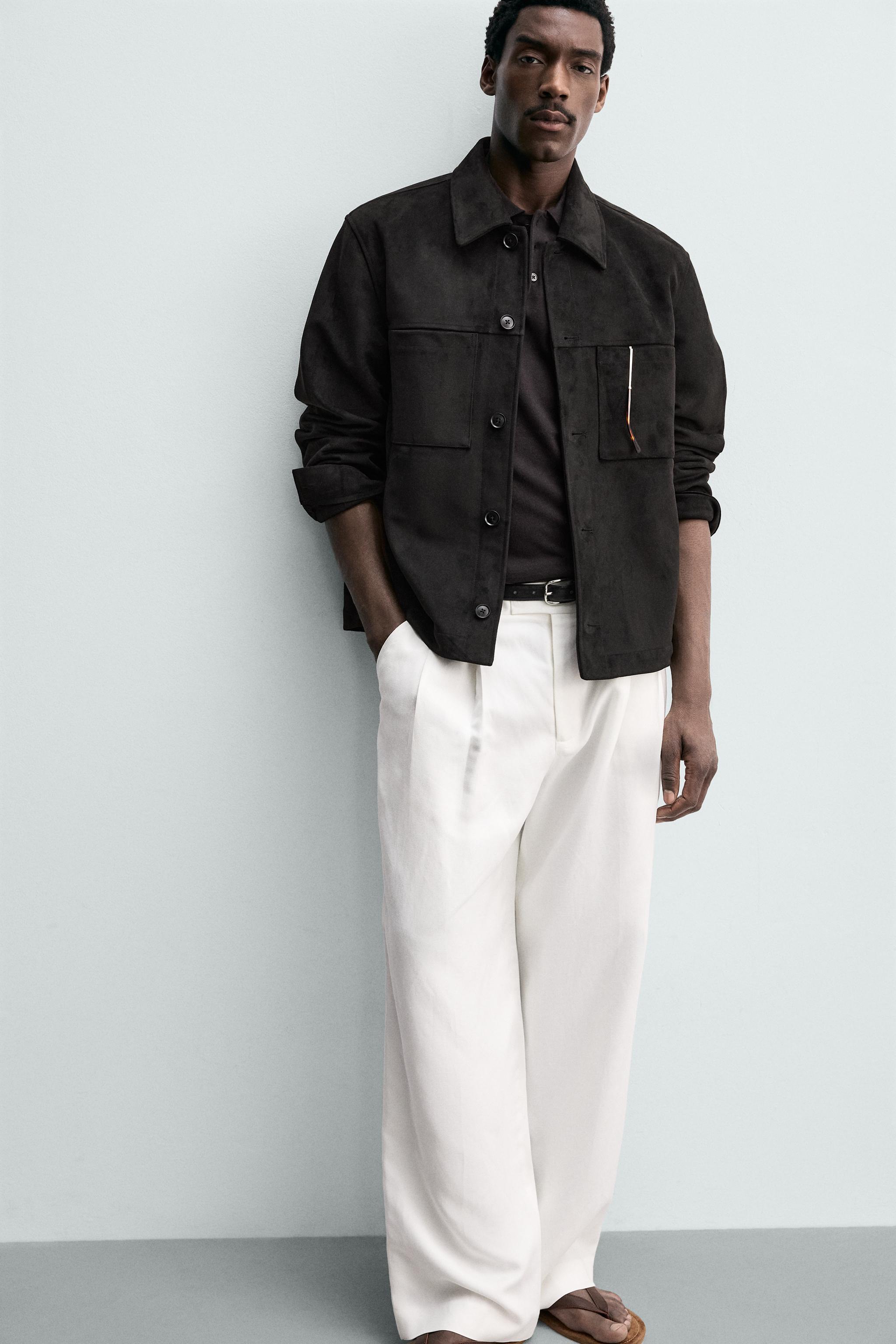FAUX SUEDE REGULAR FIT OVERSHIRT