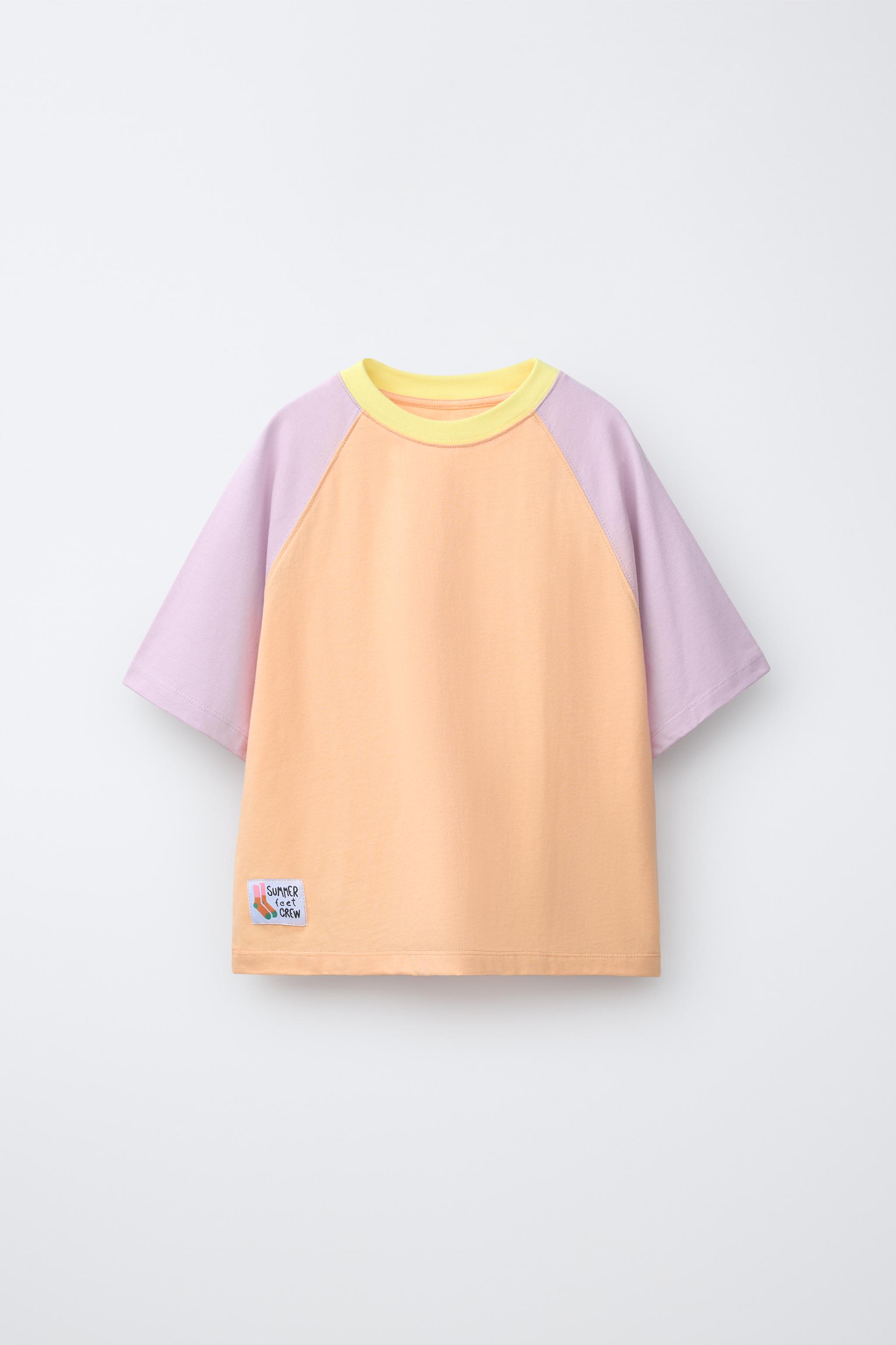 カラーブロックTシャツ - オレンジ | ZARA Japan / 日本
