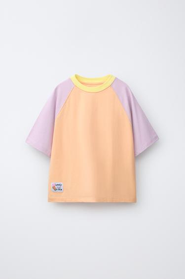 Zara COLOR BLOCK RAGLAN SLEEVE T-SHIRT - Oranges
