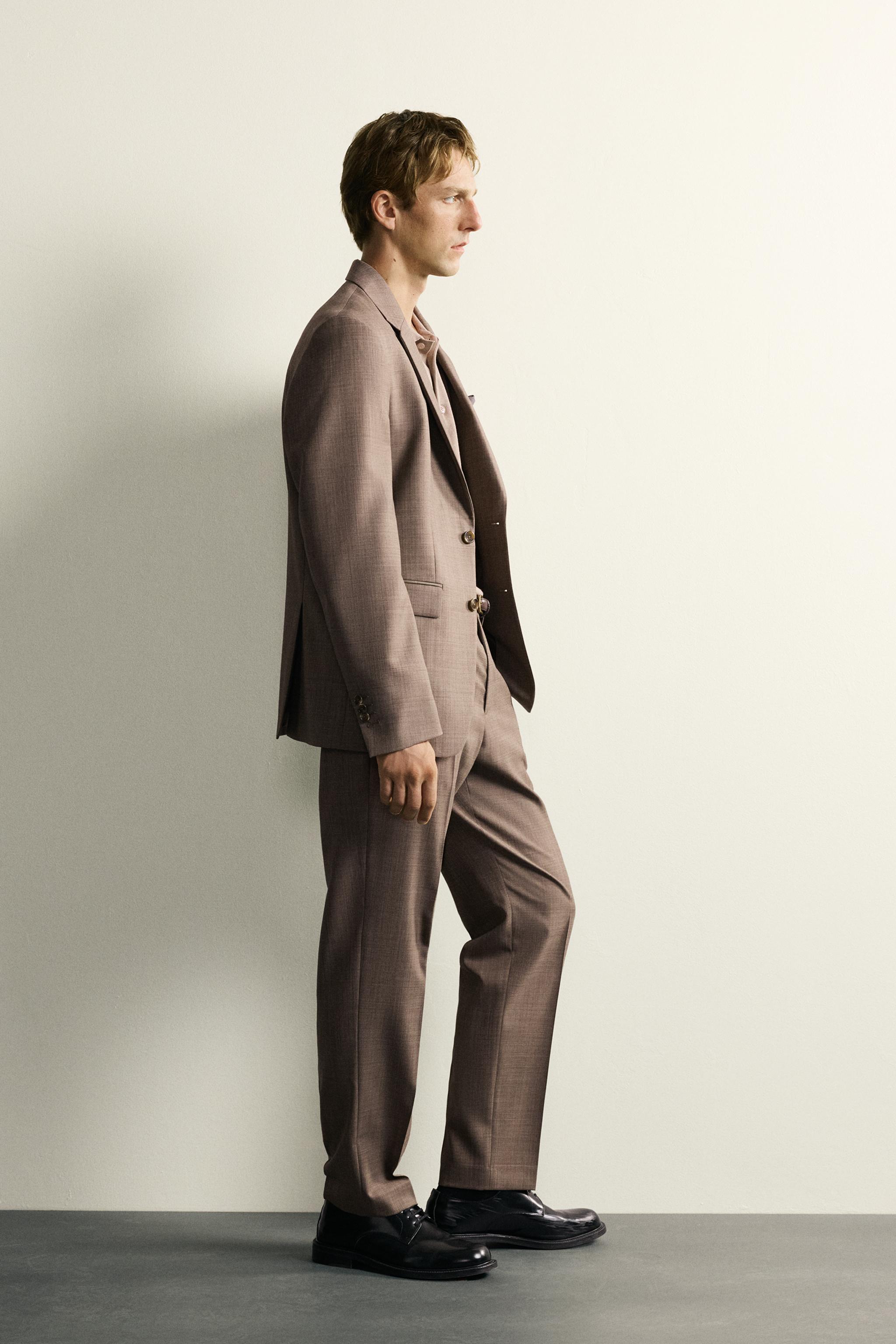 TEXTURED WOOL SUIT PANTS