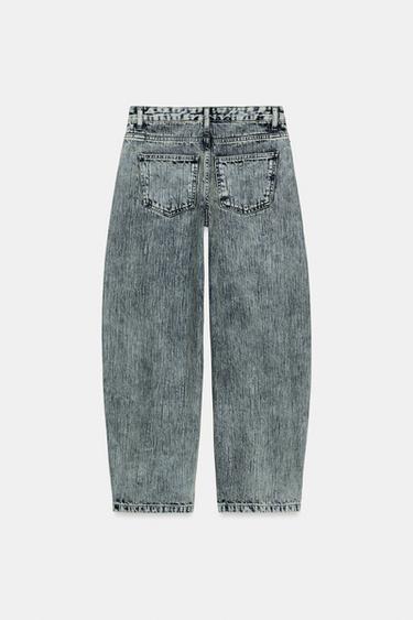 ZW COLLECTION RELAXED FIT MID-WAIST BALLOON JEANS - Blue / Green by Zara - Image 5