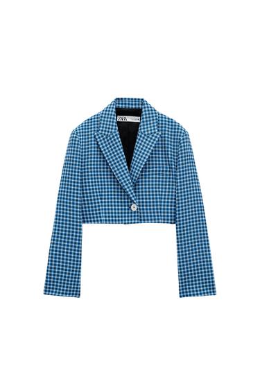 CROPPED CHECKED BLAZER