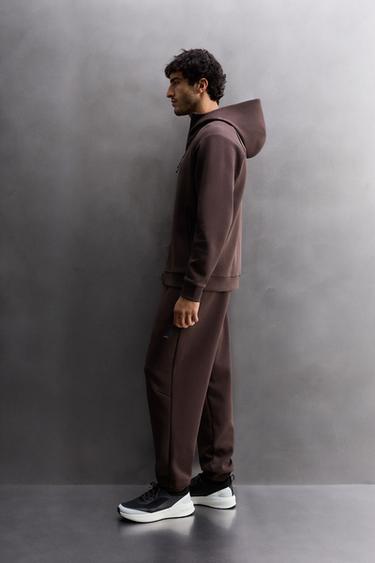 Zara 拉鍊設計科技風長褲 - 勃艮第酒紅色