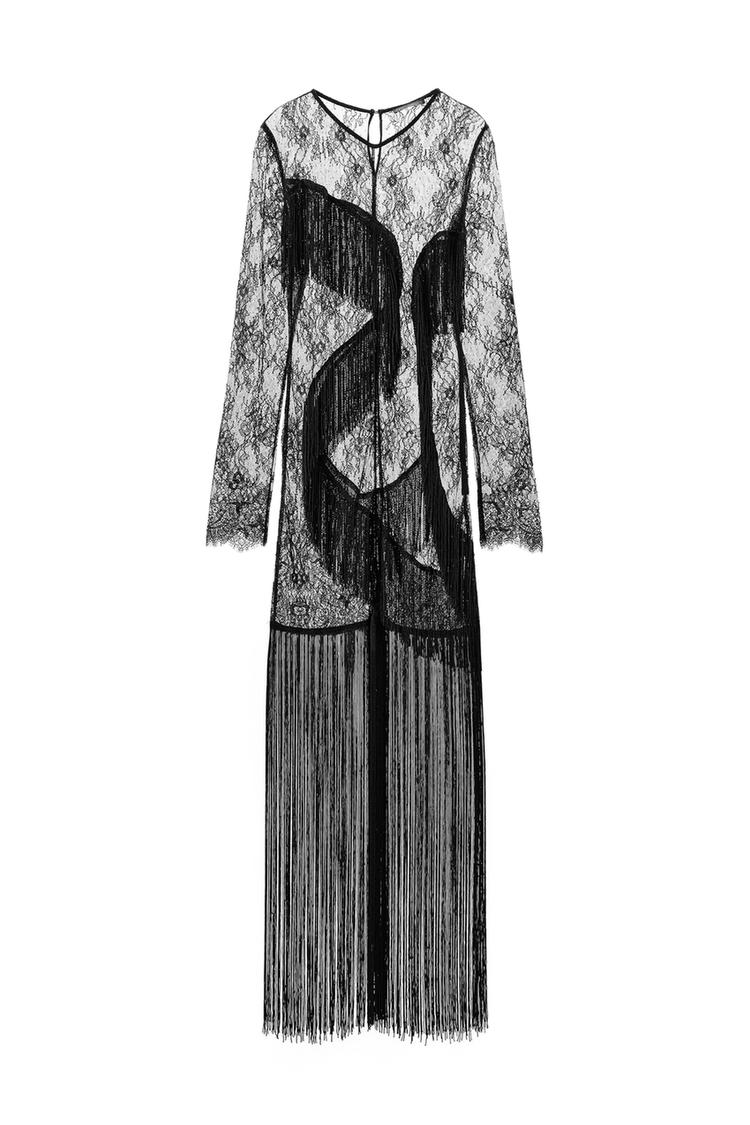 Vestido encaje flecos