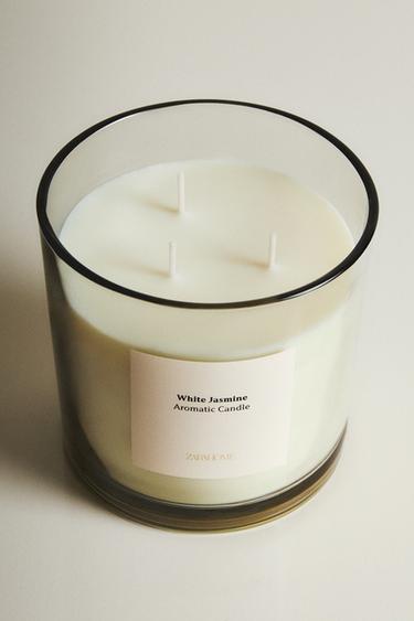 Zara (620 G) WHITE JASMINE SCENTED CANDLE - White