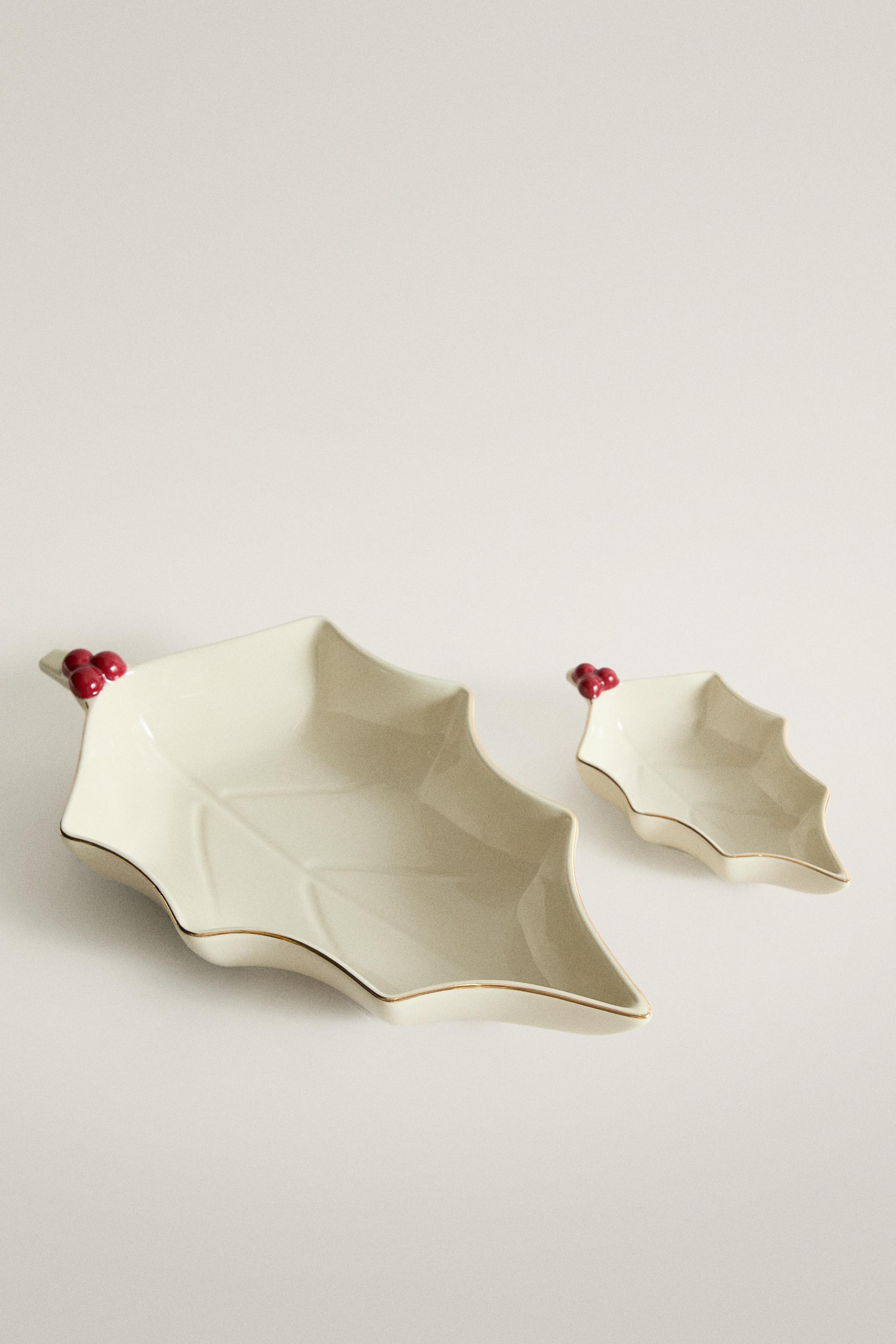 CHRISTMAS HOLLY STONEWARE BOWL - Cream | ZARA United States