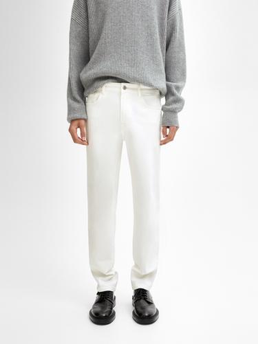 Zara Cotton blend tapered fit jeans - Oyster-white