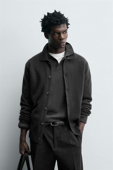 LIMITED EDITION WOOL BLEND CARDIGAN - Anthracite grey by Zara