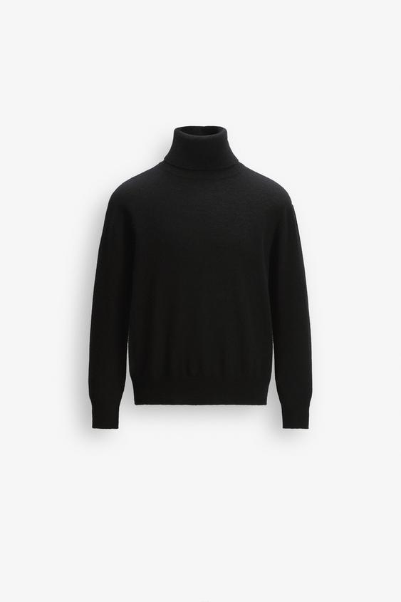 BASICPULLOVER 100 WOLLE STEHKRAAGEN Schwarz ZARA Deutschland