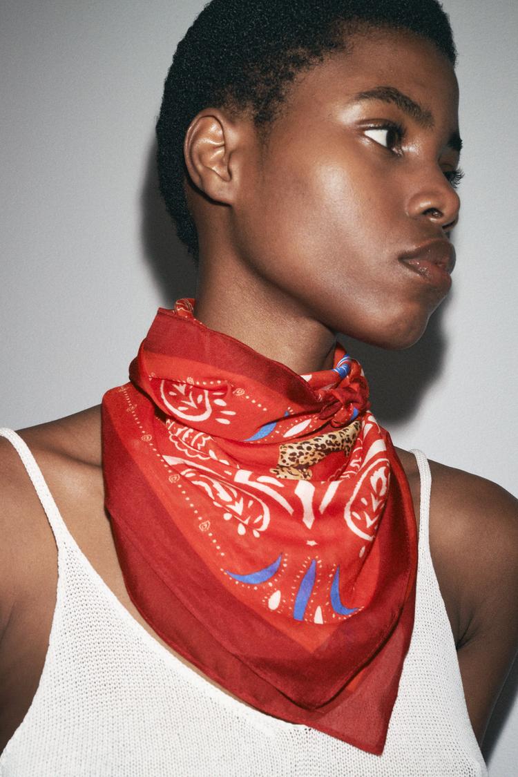 Zara Printed Scarf Top Silk Scarf Zara Zara Silk Scarf Top Worn