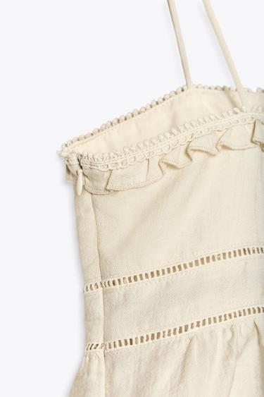 CUTWORK EMBROIDERY CROP TOP - Ecru by Zara - Image 7