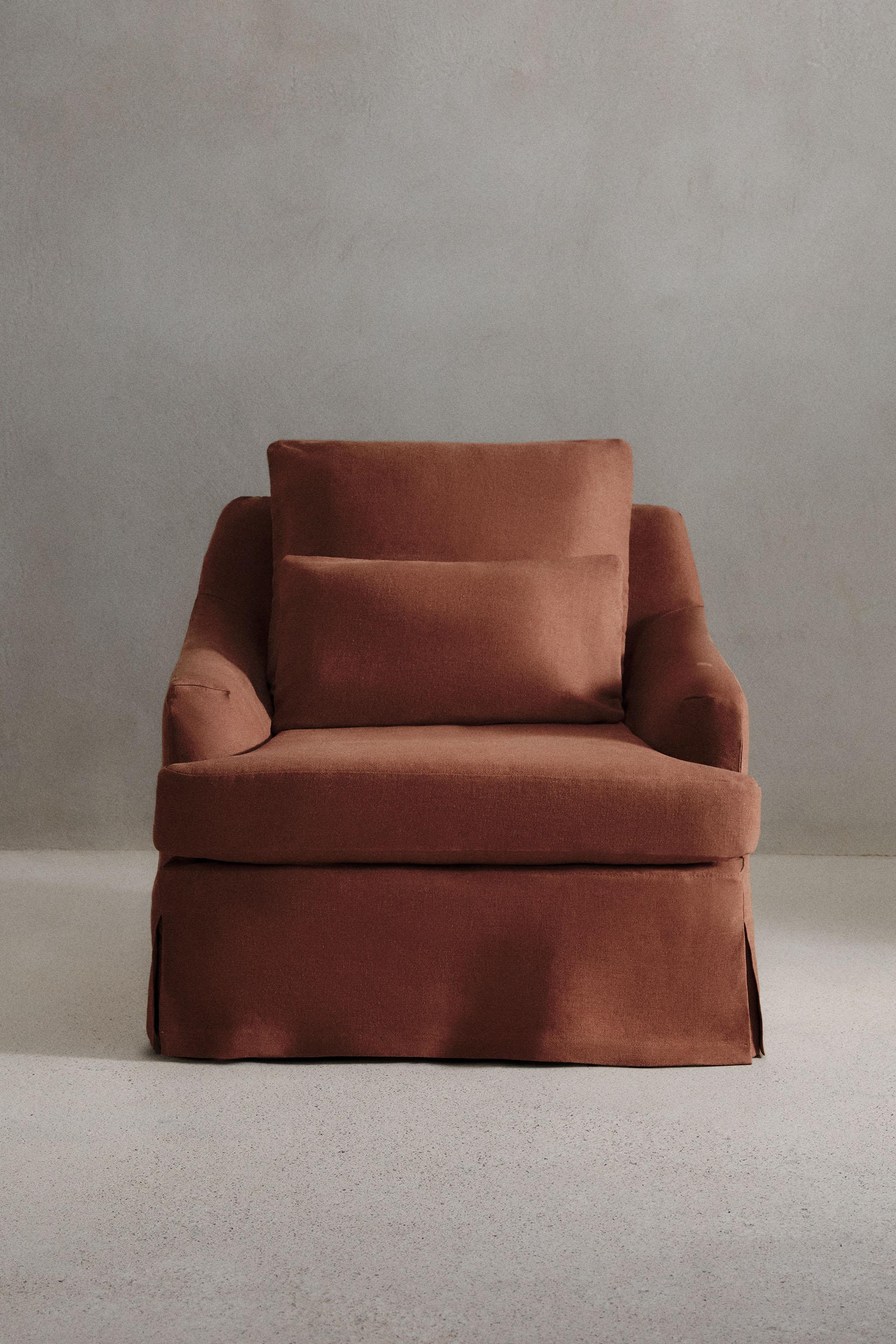 ARMCHAIR 01 LINEN COVER — Terracotta