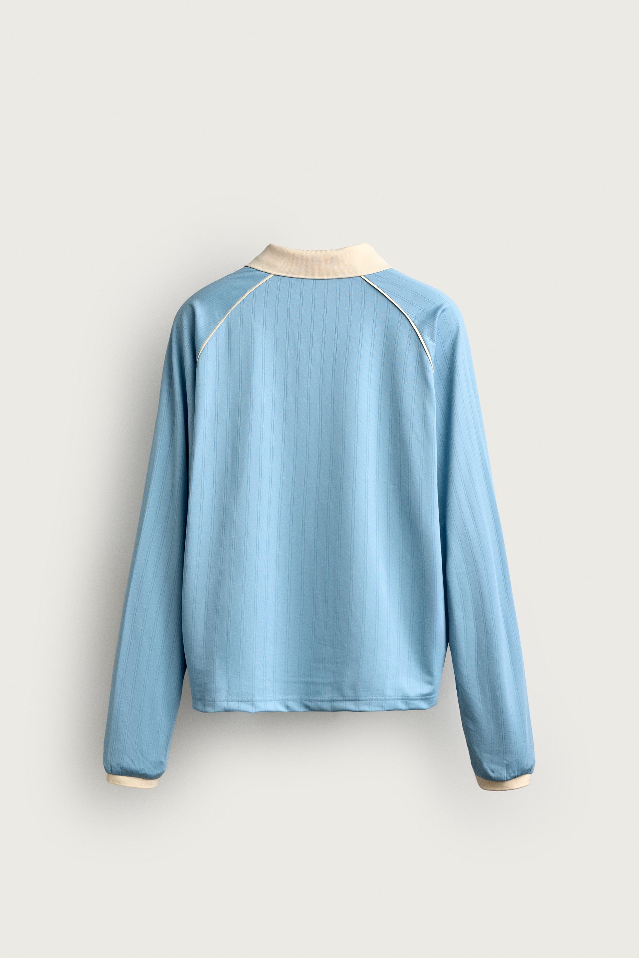 Мужские рубашки Zara RELAXED FIT RETRO SOCCER TECHNICAL POLO — фото 8