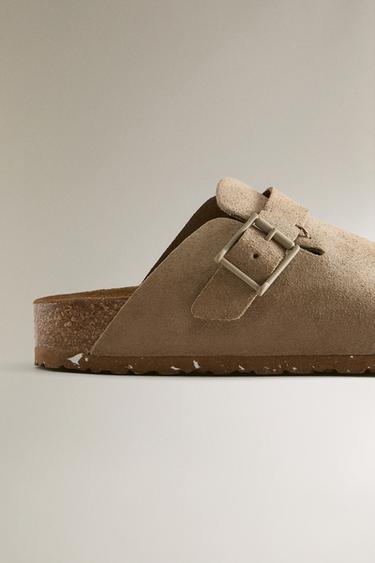 SABOT CUIR BOUCLE DÉTAIL SURPIQÛRE - Vert de Zara - Image 4