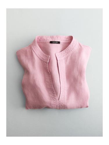 Camisa manga larga 100% lino - Rosa lavado de Zara