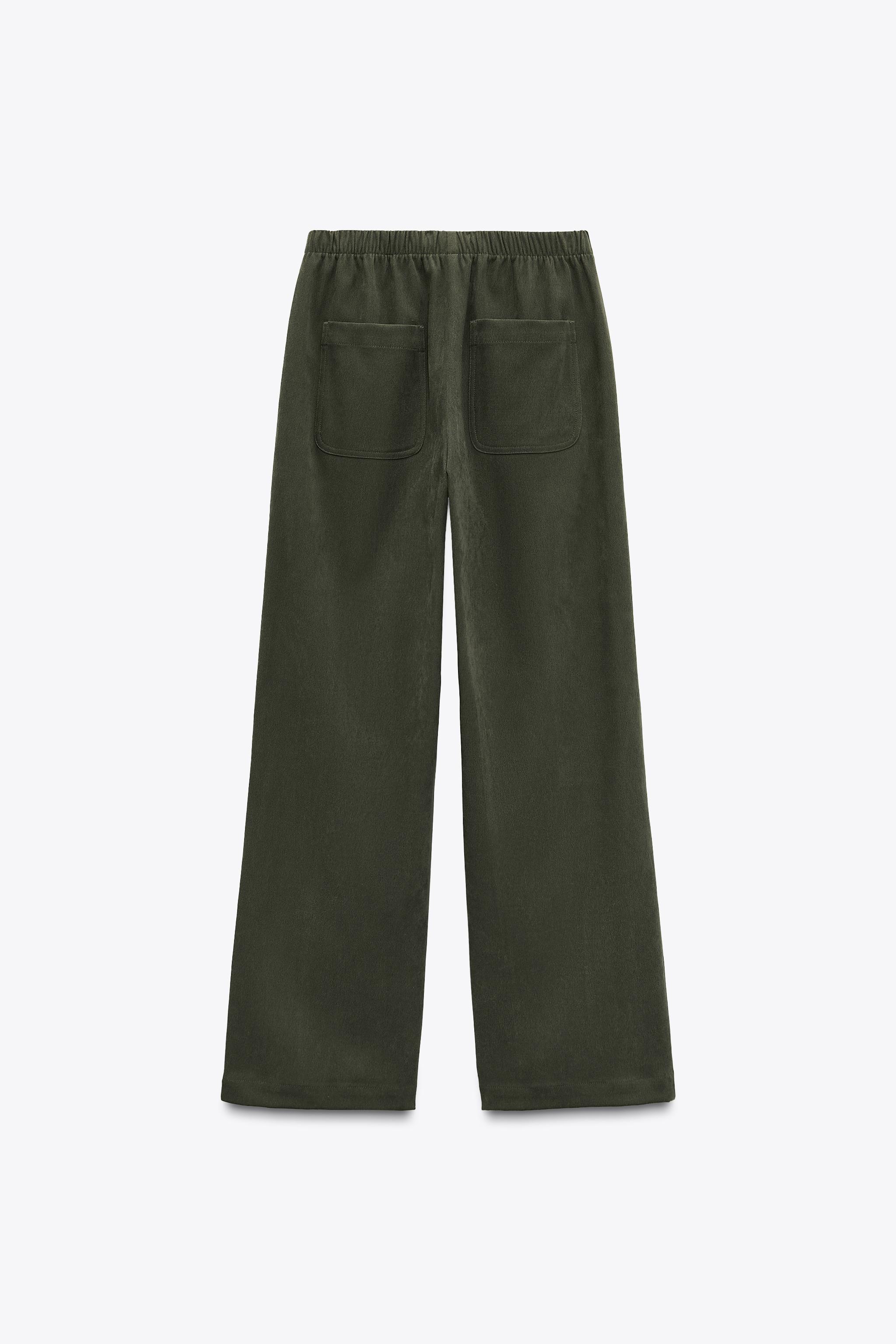 ワイドレッグ テクスチャパンツ - ダークカーキ | ZARA Japan / 日本