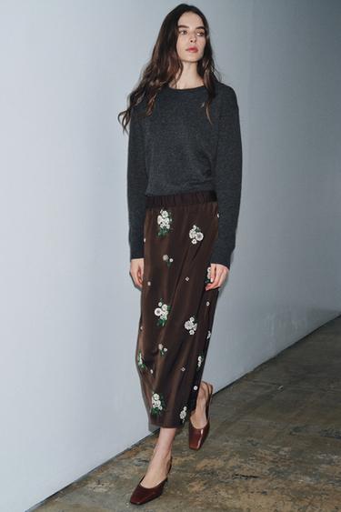 JUPE BRODERIE PAILLETTES ZW COLLECTION LIMITED EDITION - Marron de Zara - Image 5