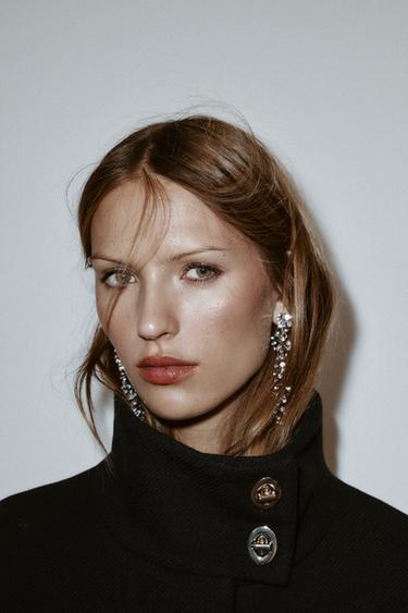 MANTEAU COURT CAPE CEINTURE AVEC LAINE - Noir de Zara - Image 3