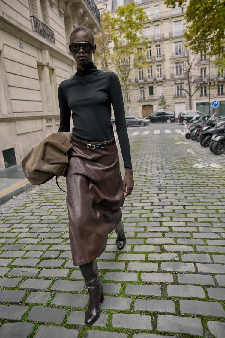 WOOL CROSSOVER HIGH NECK JUMPER Black ZARA Ireland