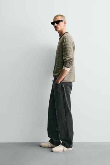 PANTALON STRAIGHT FIT JACQUARD - Gris foncé de Zara - Image 3
