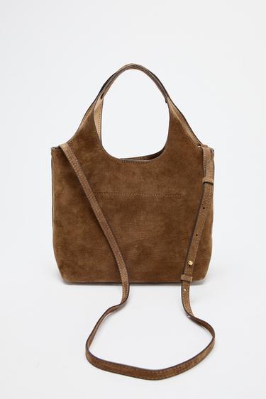 BOLSO PIEL SERRAJE MINI SHOPPER - Marrón de Zara
