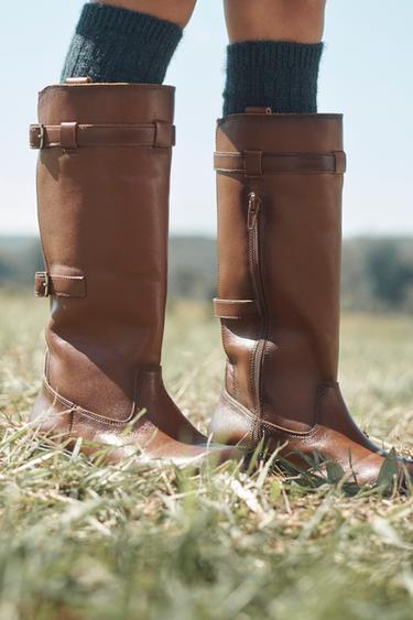 BOTA PIEL HEBILLAS LIMITED EDITION - Marrón de Zara