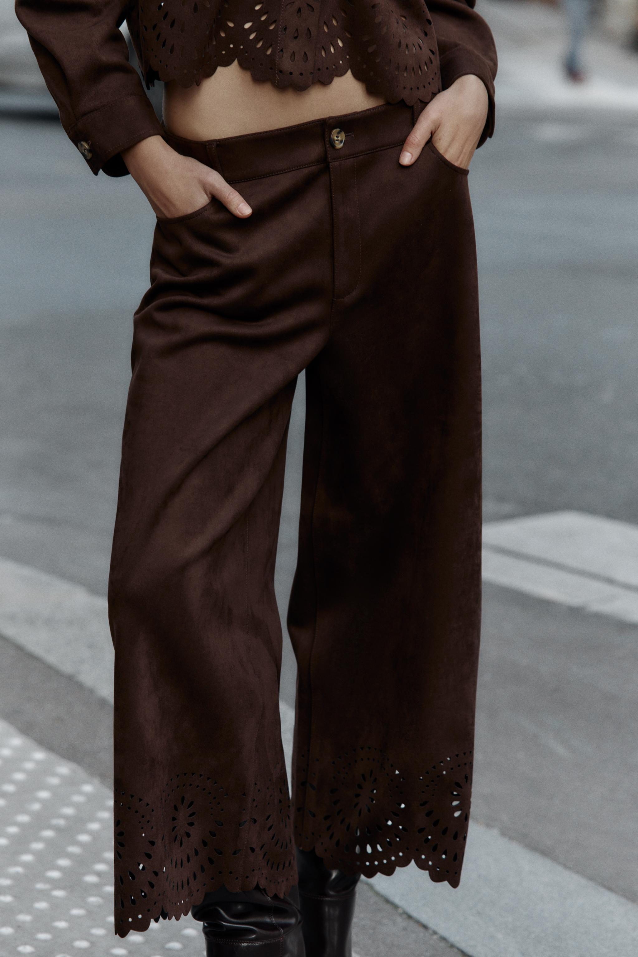 DIE-CUT HEM FAUX SUEDE CULOTTES