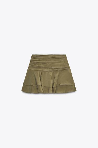 RUFFLE SKORT - Khaki by Zara - Image 0