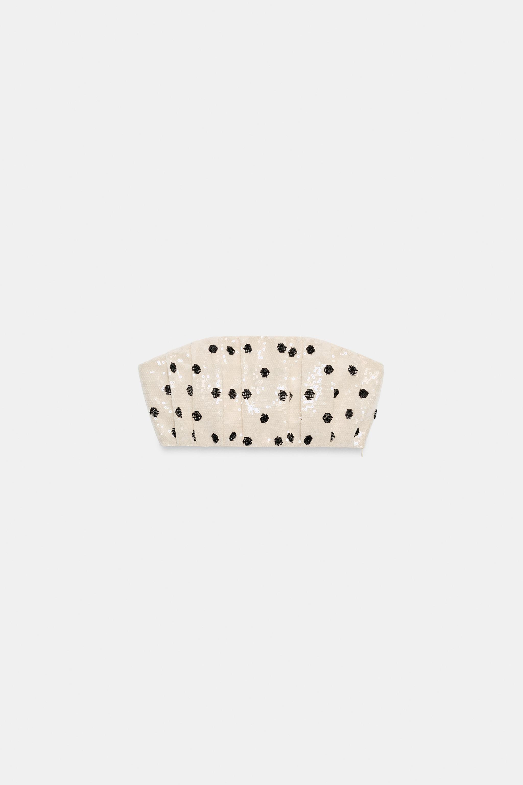POLKA DOT SEQUIN BANDEAU TOP