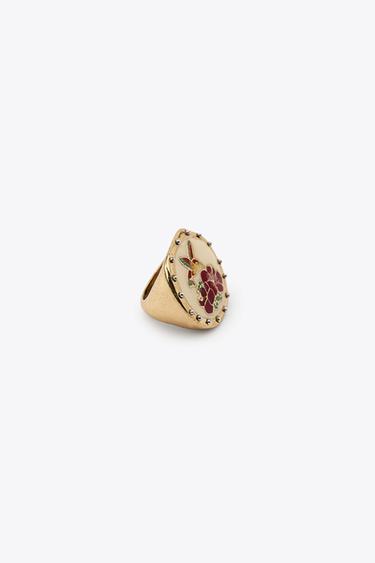 LOT DE 2 BAGUES PIÈCE RÉSINE - Doré de Zara - Image 2