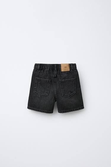 BERMUDA EN JEAN BAGGY DÉCHIRÉ - Noir de Zara - Image 1