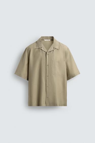 RELAXED FIT FLOWING SHIRT - Olive green by Zara - Image 0