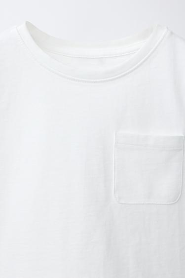 T-SHIRT UNI À POCHE - Blanc de Zara - Image 2
