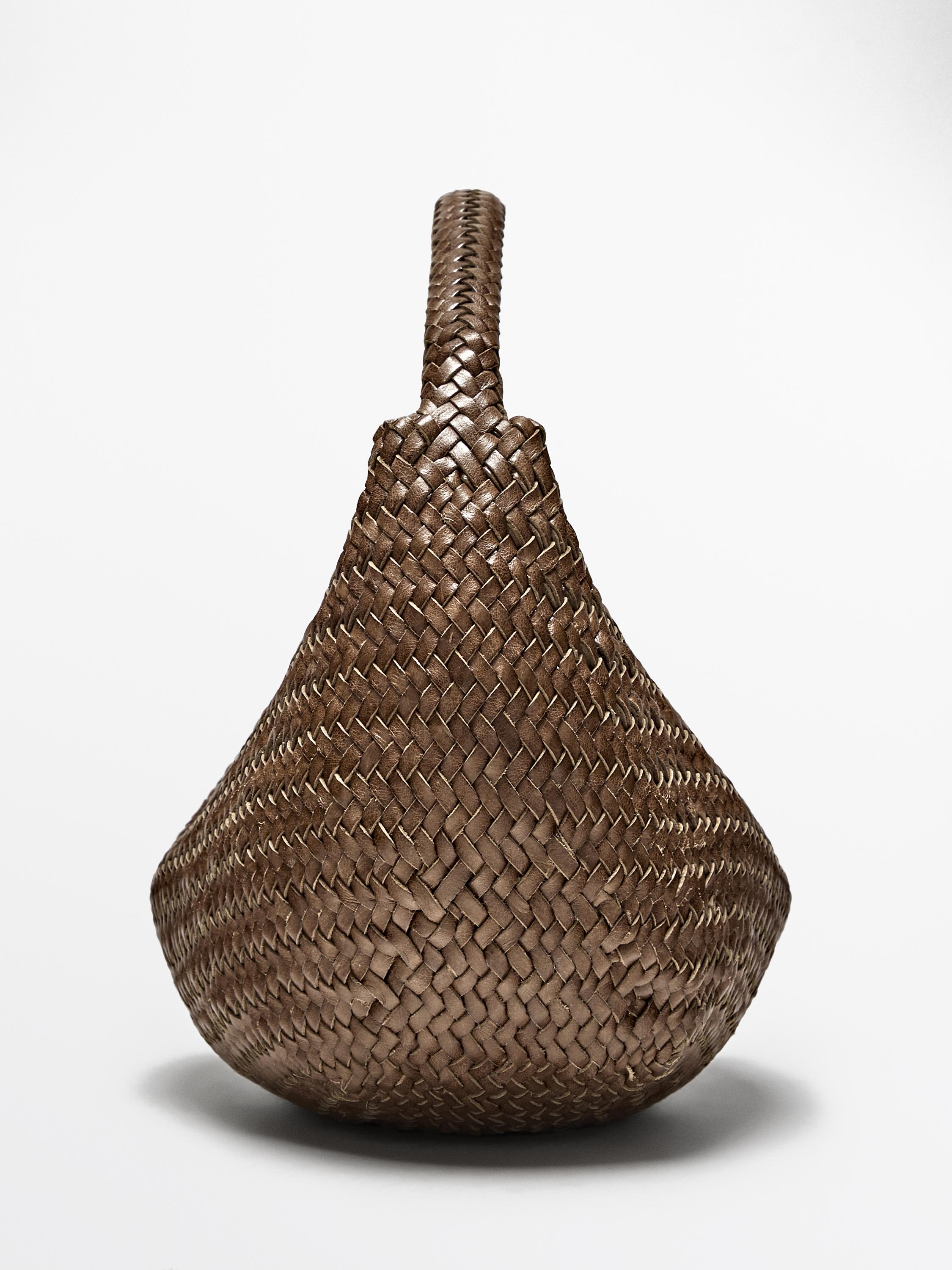 Sac demi-lune tressé cuir