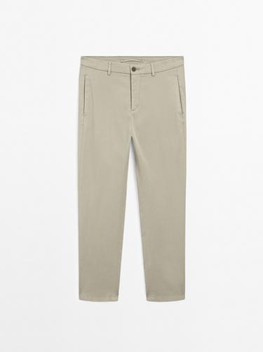 Zara Cotton blend slim fit trousers - Green